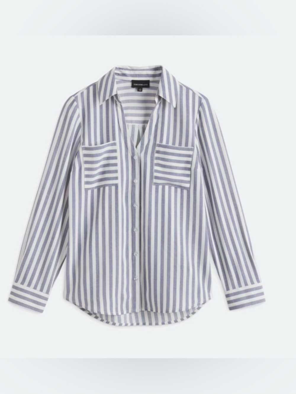 Button-Front Striped Shirt with Patch Pockets